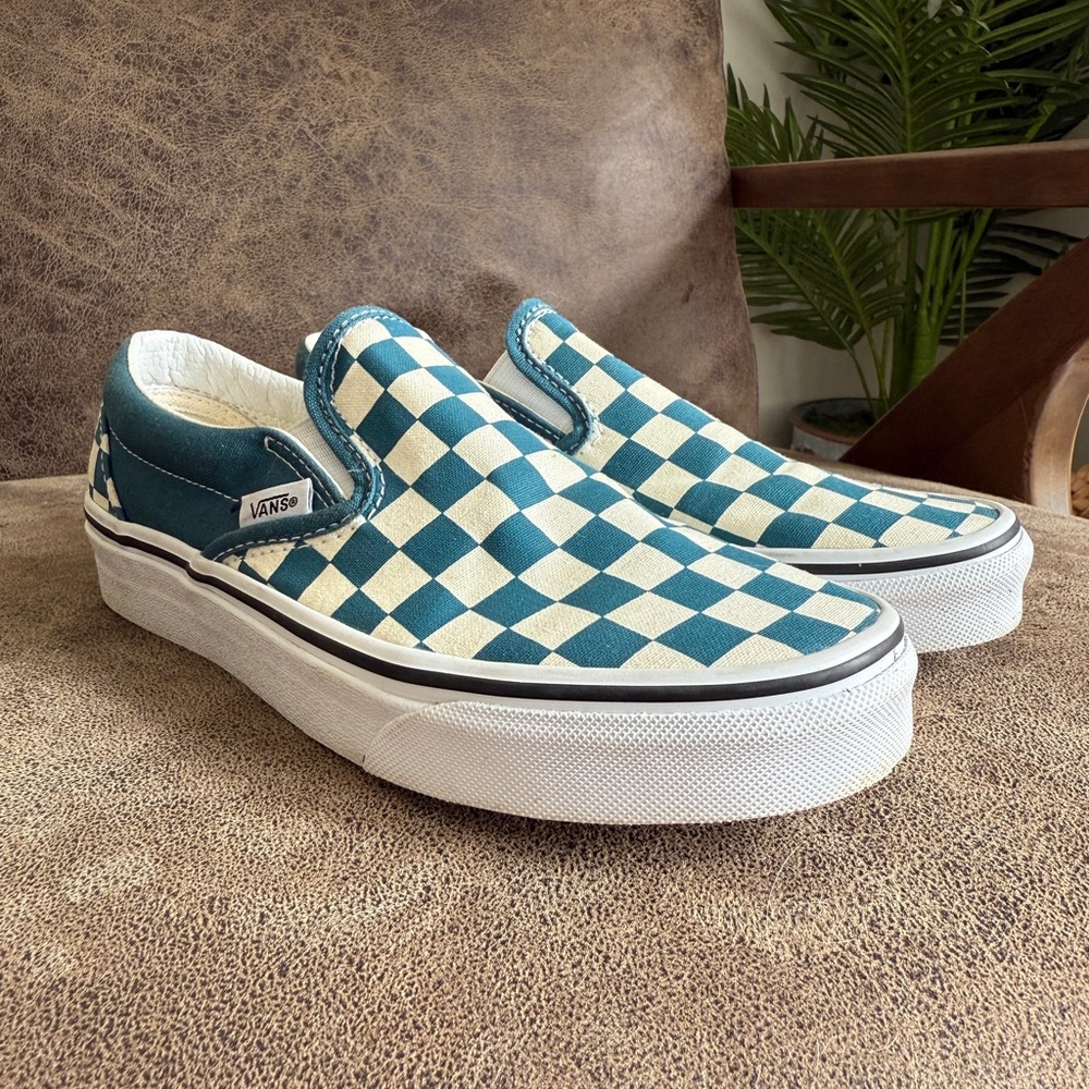 Vans Blue Checkered Slip-On Shoes
